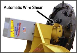 Closeup of the Automatic Wire Shear on an HD 480B Brush Cutter