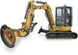 xl330 brush cutter attachment mounted on a cat mini excavator